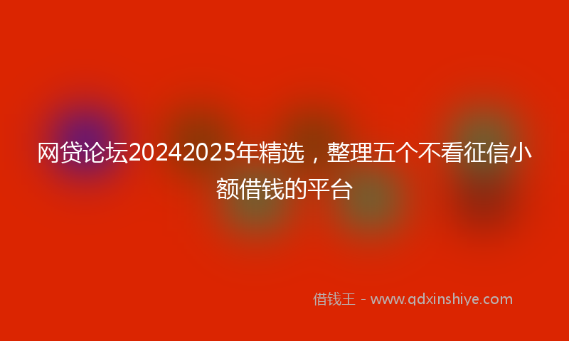 网贷论坛20242025年精选，整理五个不看征信小额借钱的平台