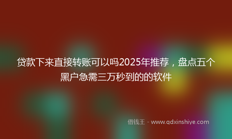 贷款下来直接转账可以吗2025年推荐，盘点五个黑户急需三万秒到的的软件