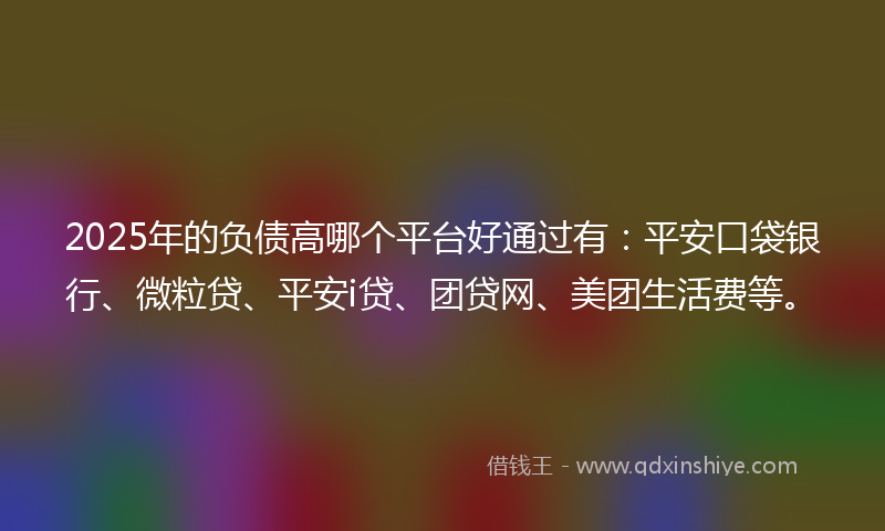 2025年的负债高哪个平台好通过有：平安口袋银行、微粒贷、平安i贷、团贷网、美团生活费等。