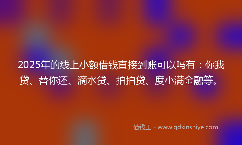 2025年的线上小额借钱直接到账可以吗有：你我贷、替你还、滴水贷、拍拍贷、度小满金融等。