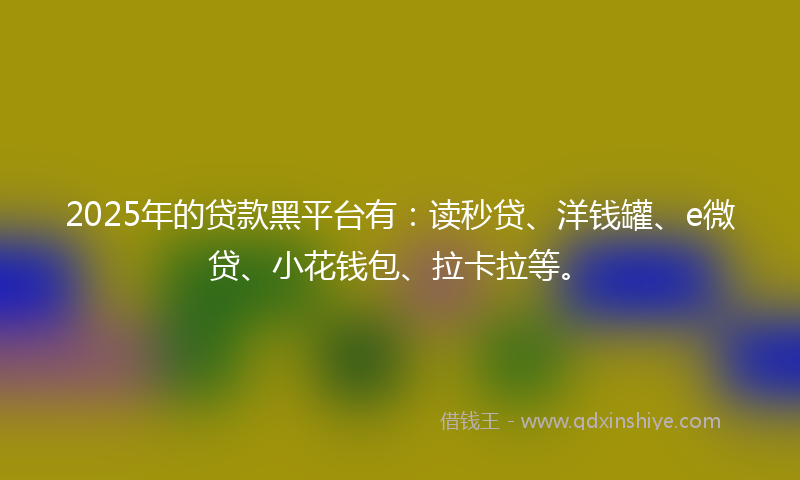 2025年的贷款黑平台有：读秒贷、洋钱罐、e微贷、小花钱包、拉卡拉等。