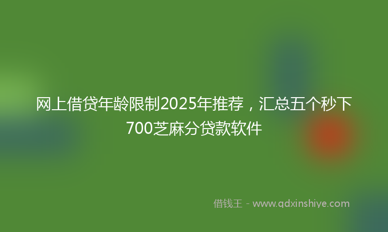 网上借贷年龄限制2025年推荐，汇总五个秒下700芝麻分贷款软件