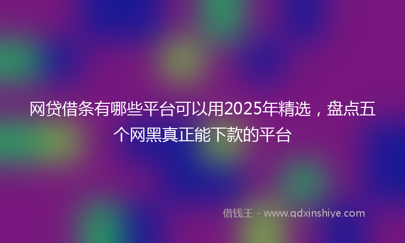 网贷借条有哪些平台可以用2025年精选，盘点五个网黑真正能下款的平台