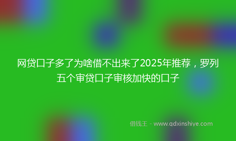 网贷口子多了为啥借不出来了2025年推荐，罗列五个审贷口子审核加快的口子