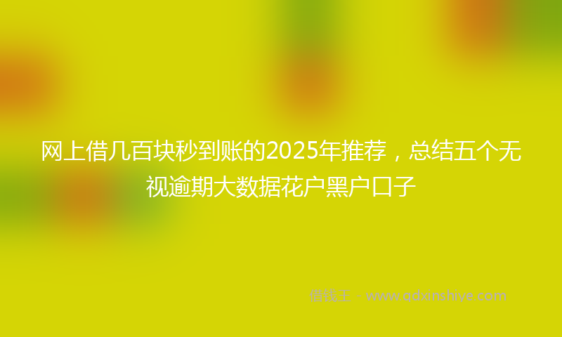 网上借几百块秒到账的2025年推荐，总结五个无视逾期大数据花户黑户口子