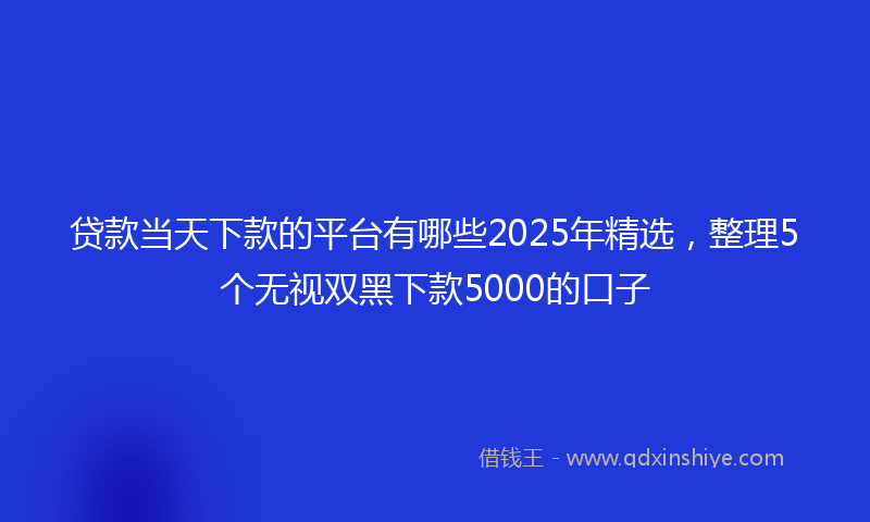 贷款当天下款的平台有哪些2025年精选，整理5个无视双黑下款5000的口子