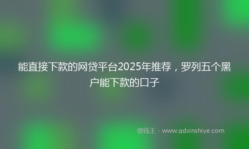 能直接下款的网贷平台2025年推荐，罗列五个黑户能下款的口子