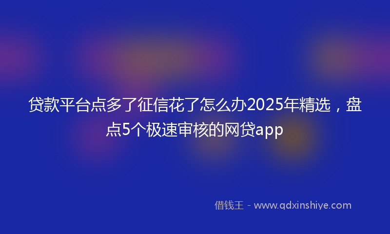 贷款平台点多了征信花了怎么办2025年精选，盘点5个极速审核的网贷app