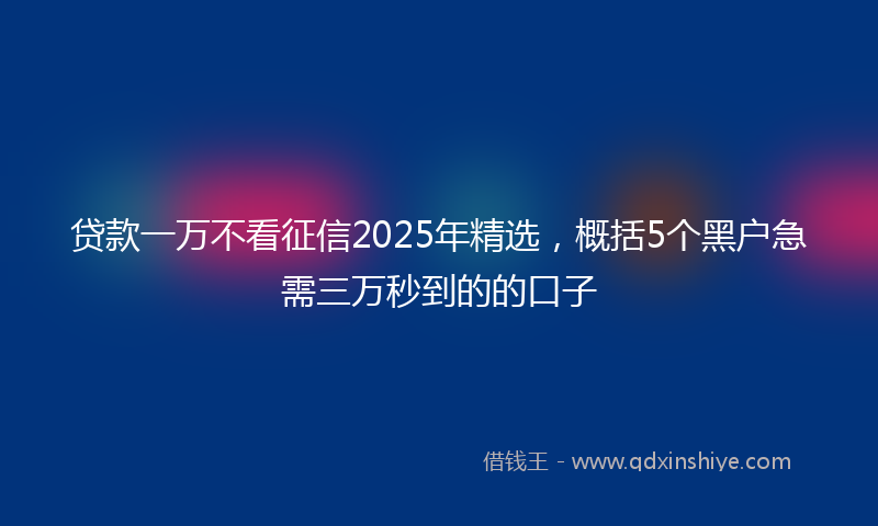 贷款一万不看征信2025年精选，概括5个黑户急需三万秒到的的口子