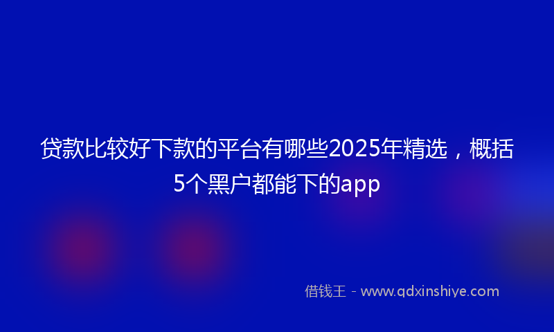 贷款比较好下款的平台有哪些2025年精选，概括5个黑户都能下的app