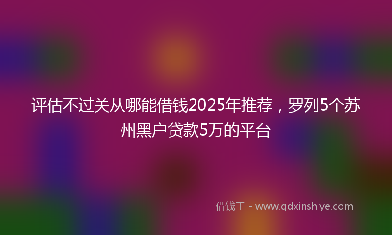 评估不过关从哪能借钱2025年推荐，罗列5个苏州黑户贷款5万的平台