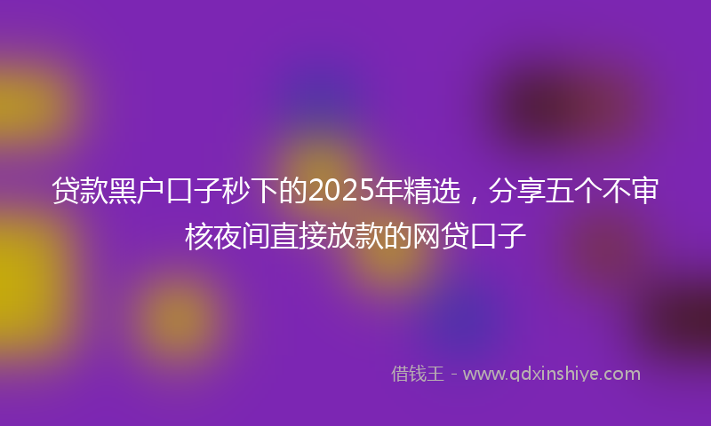 贷款黑户口子秒下的2025年精选，分享五个不审核夜间直接放款的网贷口子