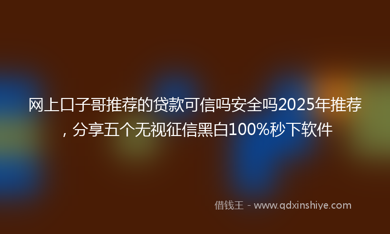 网上口子哥推荐的贷款可信吗安全吗2025年推荐，分享五个无视征信黑白100%秒下软件