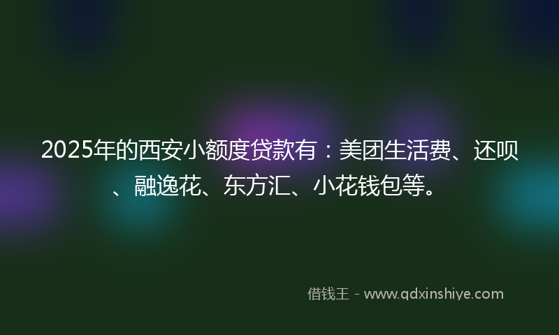 2025年的西安小额度贷款有：美团生活费、还呗、融逸花、东方汇、小花钱包等。