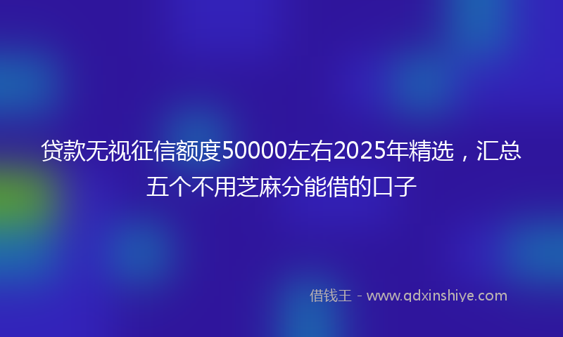 贷款无视征信额度50000左右2025年精选，汇总五个不用芝麻分能借的口子