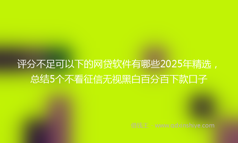 评分不足可以下的网贷软件有哪些2025年精选，总结5个不看征信无视黑白百分百下款口子
