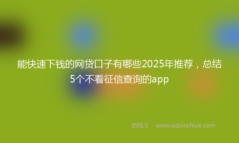 能快速下钱的网贷口子有哪些2025年推荐，总结5个不看征信查询的app
