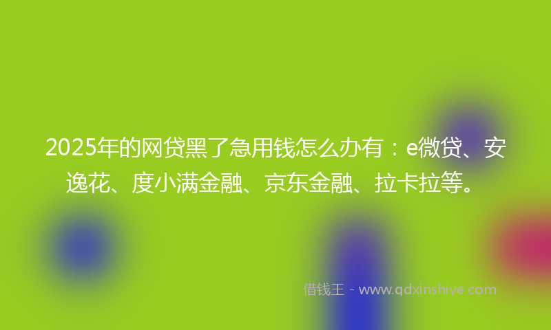 2025年的网贷黑了急用钱怎么办有：e微贷、安逸花、度小满金融、京东金融、拉卡拉等。