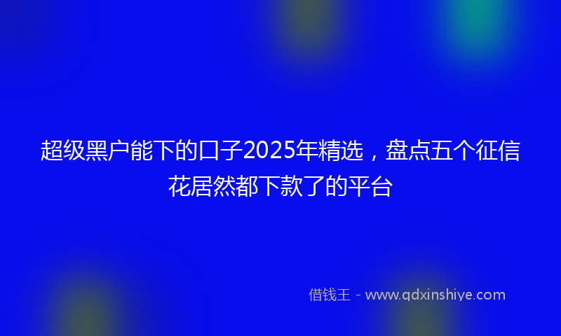 超级黑户能下的口子2025年精选，盘点五个征信花居然都下款了的平台