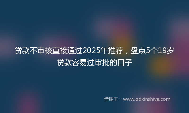 贷款不审核直接通过2025年推荐，盘点5个19岁贷款容易过审批的口子