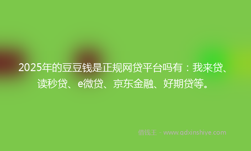 2025年的豆豆钱是正规网贷平台吗有：我来贷、读秒贷、e微贷、京东金融、好期贷等。