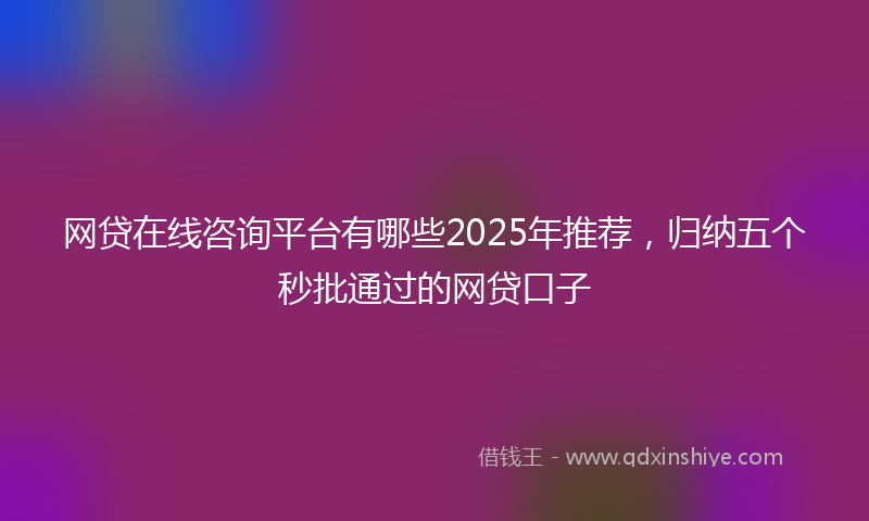 网贷在线咨询平台有哪些2025年推荐，归纳五个秒批通过的网贷口子