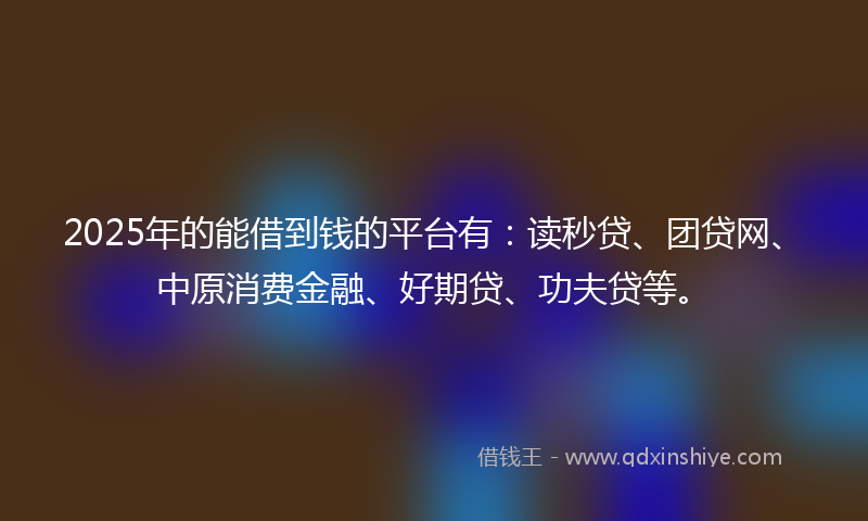 2025年的能借到钱的平台有：读秒贷、团贷网、中原消费金融、好期贷、功夫贷等。