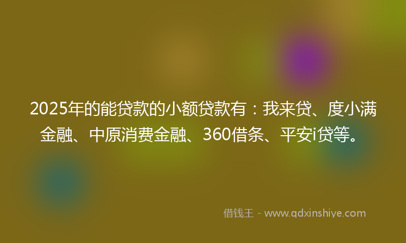2025年的能贷款的小额贷款有：我来贷、度小满金融、中原消费金融、360借条、平安i贷等。