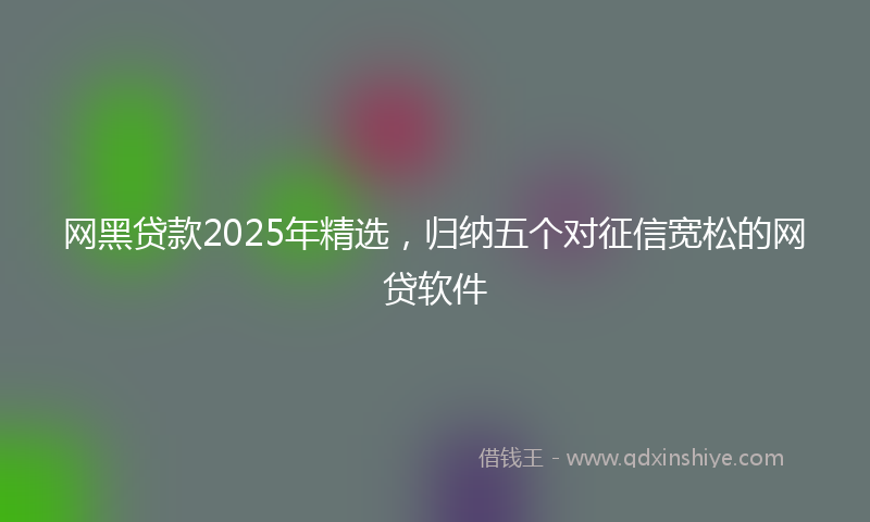 网黑贷款2025年精选，归纳五个对征信宽松的网贷软件