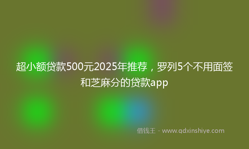 超小额贷款500元2025年推荐，罗列5个不用面签和芝麻分的贷款app