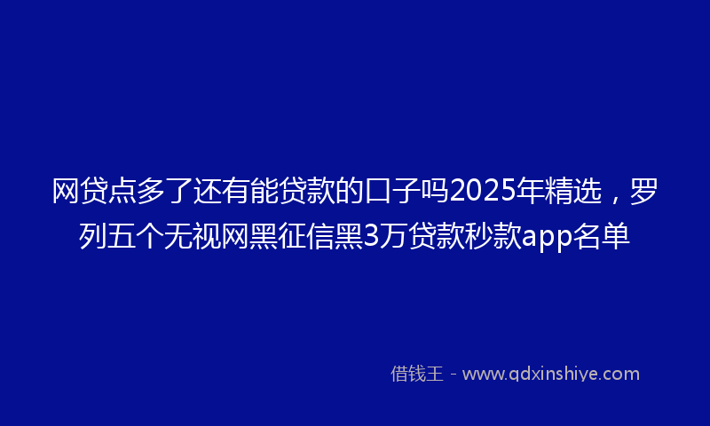 网贷点多了还有能贷款的口子吗2025年精选，罗列五个无视网黑征信黑3万贷款秒款app名单