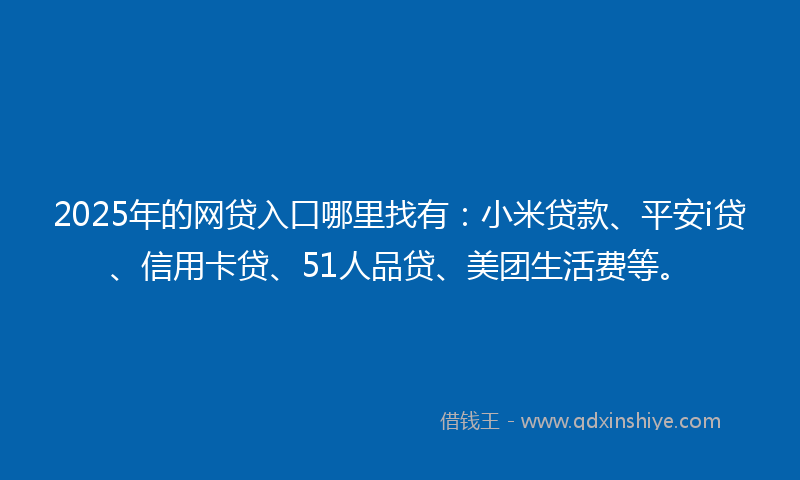 2025年的网贷入口哪里找有：小米贷款、平安i贷、信用卡贷、51人品贷、美团生活费等。