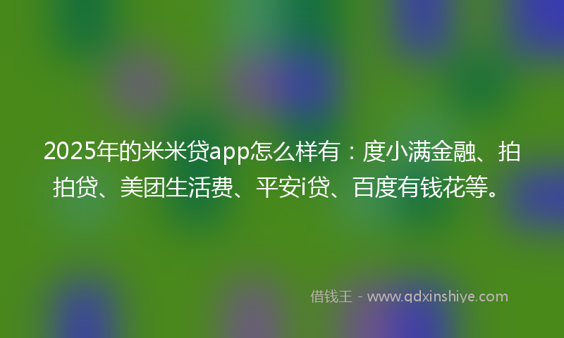 2025年的米米贷app怎么样有：度小满金融、拍拍贷、美团生活费、平安i贷、百度有钱花等。
