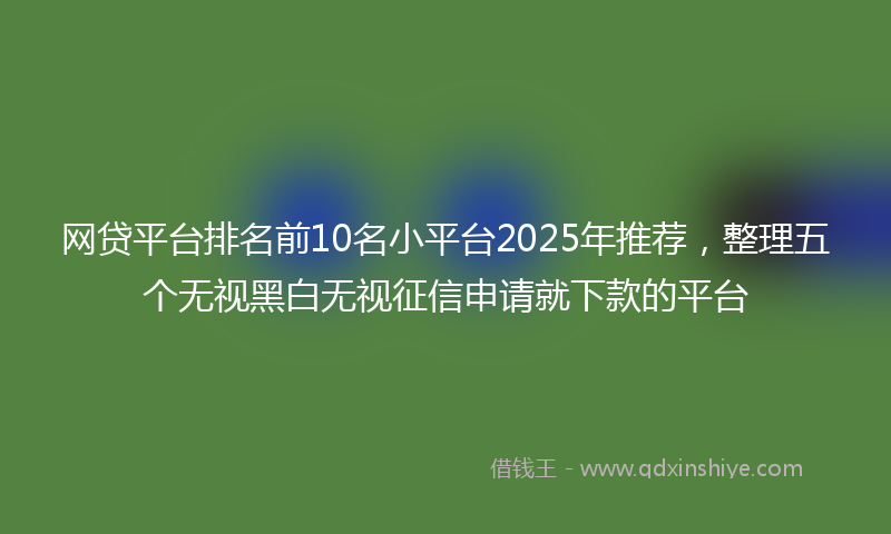 网贷平台排名前10名小平台2025年推荐，整理五个无视黑白无视征信申请就下款的平台
