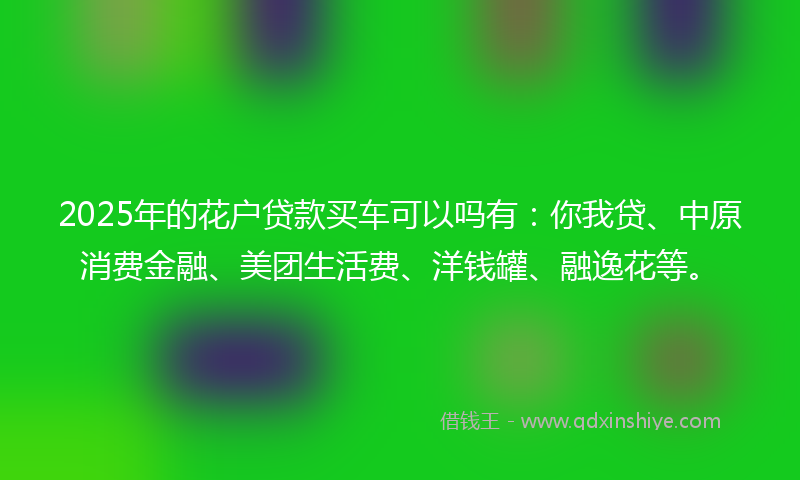 2025年的花户贷款买车可以吗有：你我贷、中原消费金融、美团生活费、洋钱罐、融逸花等。