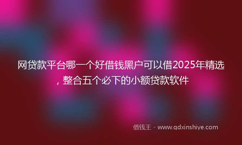 网贷款平台哪一个好借钱黑户可以借2025年精选，整合五个必下的小额贷款软件