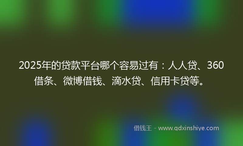 2025年的贷款平台哪个容易过有：人人贷、360借条、微博借钱、滴水贷、信用卡贷等。