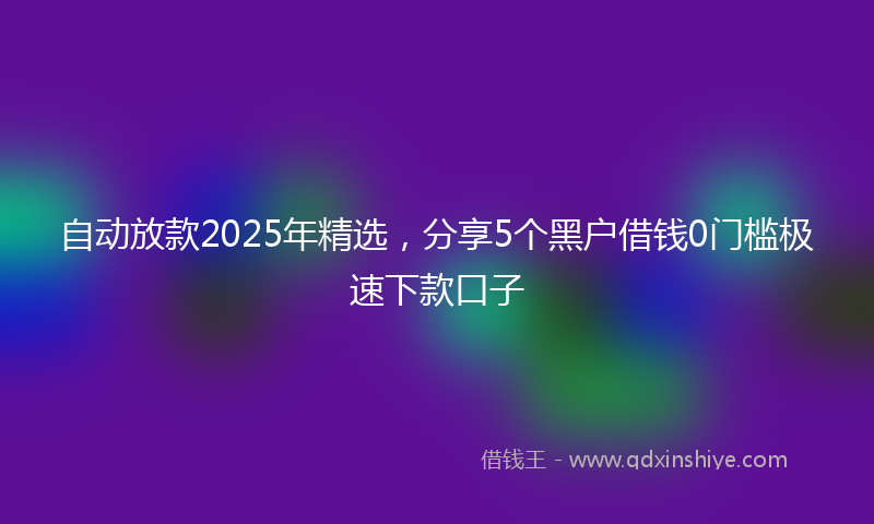 自动放款2025年精选，分享5个黑户借钱0门槛极速下款口子