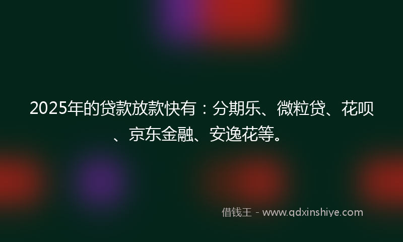 2025年的贷款放款快有：分期乐、微粒贷、花呗、京东金融、安逸花等。