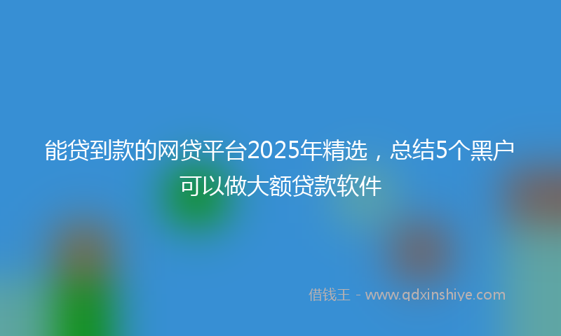 能贷到款的网贷平台2025年精选，总结5个黑户可以做大额贷款软件