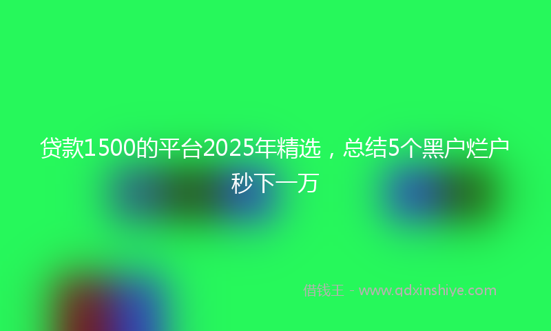 贷款1500的平台2025年精选，总结5个黑户烂户秒下一万