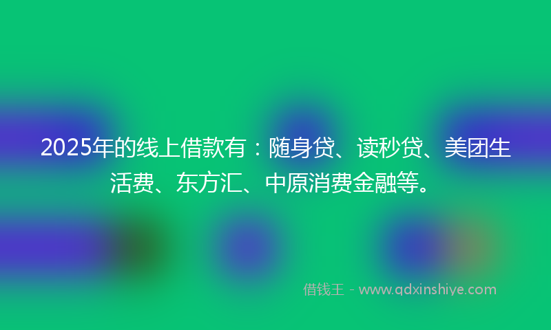 2025年的线上借款有：随身贷、读秒贷、美团生活费、东方汇、中原消费金融等。