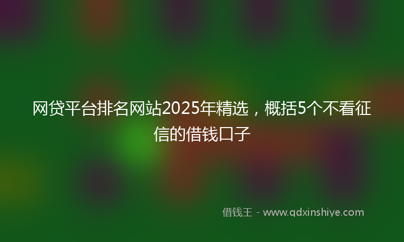 网贷平台排名网站2025年精选，概括5个不看征信的借钱口子