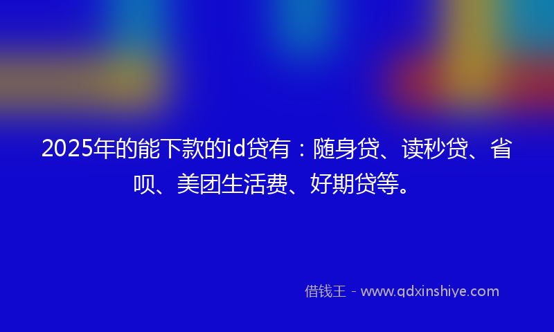 2025年的能下款的id贷有：随身贷、读秒贷、省呗、美团生活费、好期贷等。