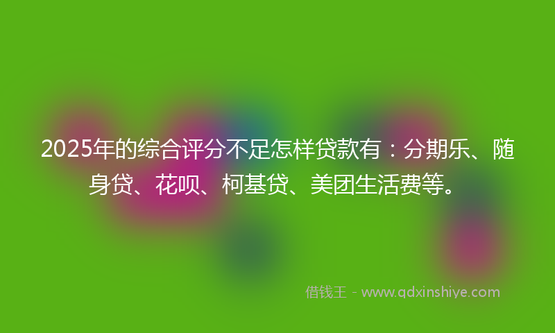 2025年的综合评分不足怎样贷款有：分期乐、随身贷、花呗、柯基贷、美团生活费等。