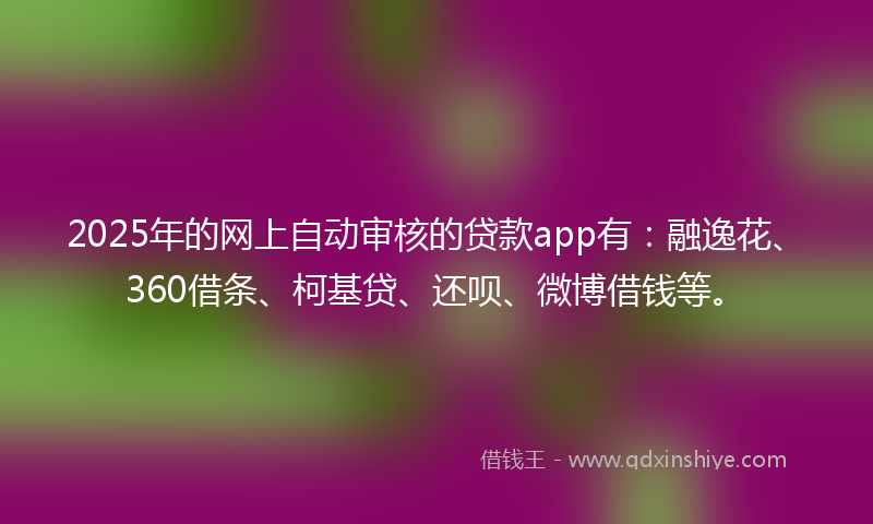 2025年的网上自动审核的贷款app有：融逸花、360借条、柯基贷、还呗、微博借钱等。