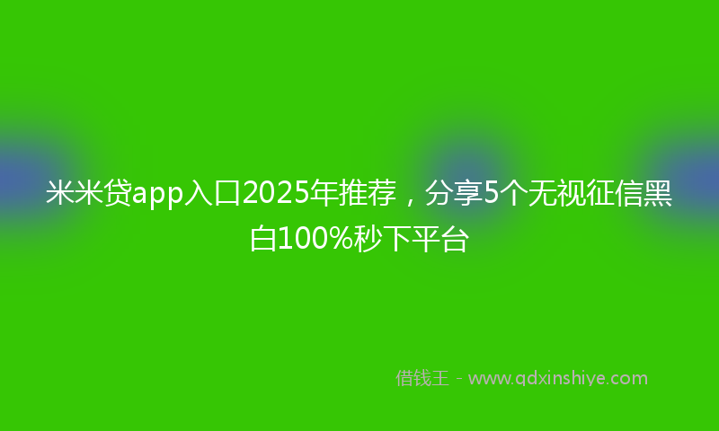 米米贷app入口2025年推荐，分享5个无视征信黑白100%秒下平台