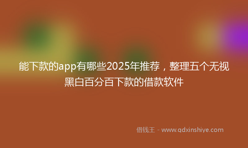 能下款的app有哪些2025年推荐，整理五个无视黑白百分百下款的借款软件