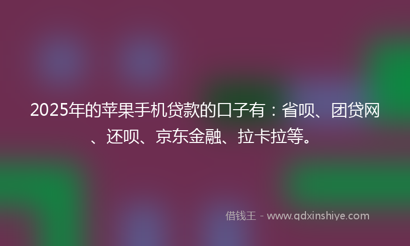 2025年的苹果手机贷款的口子有：省呗、团贷网、还呗、京东金融、拉卡拉等。