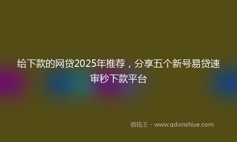 给下款的网贷2025年推荐，分享五个新号易贷速审秒下款平台